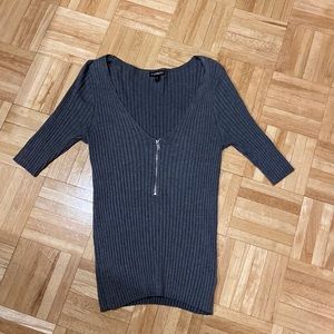 Express Grey Knit 1/2 Zip Sweater